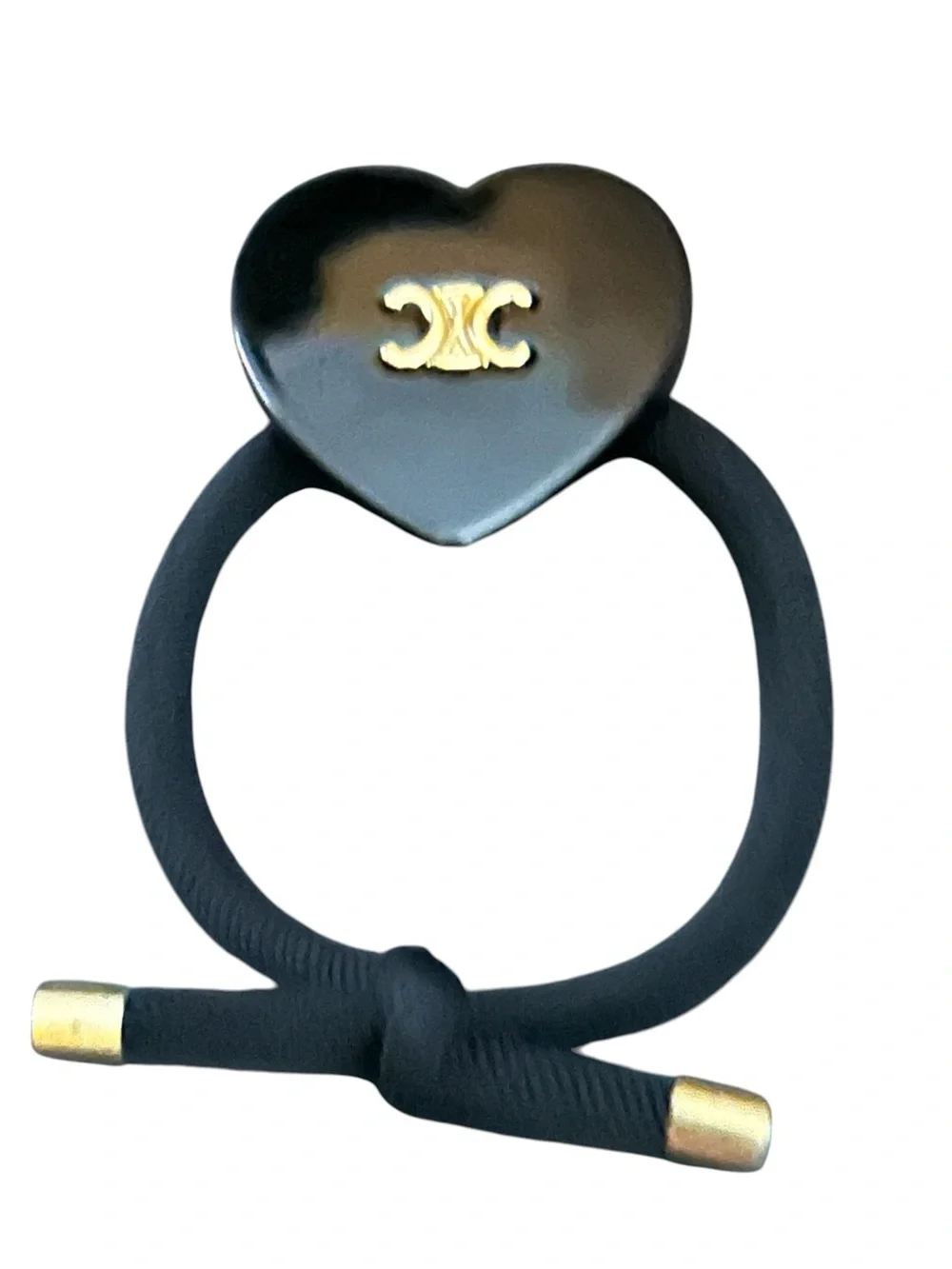 Black Heart Hair Tie with Gold Accent